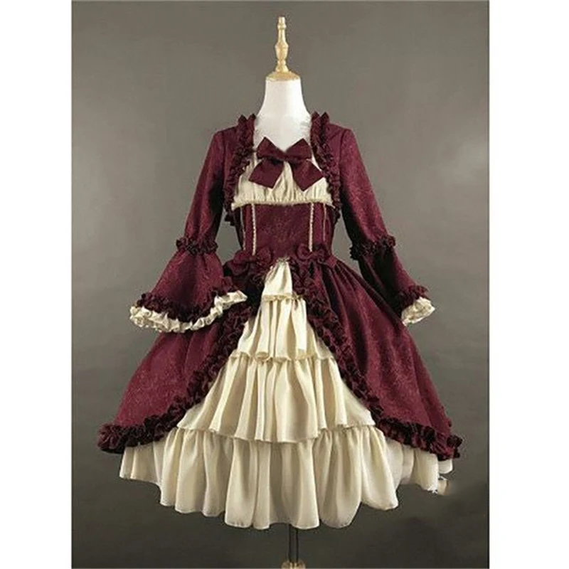 Medieval Women Gothic Sexy Long Dress Vintage Court Black Patchwork See-Through Flare Sleeve Draped Elegant Plus Size Party Bow |
