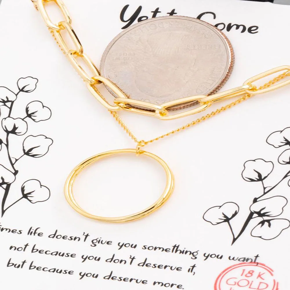 Дизайнерское Оригинальное металлическое ожерелье с двумя кольцами богемный