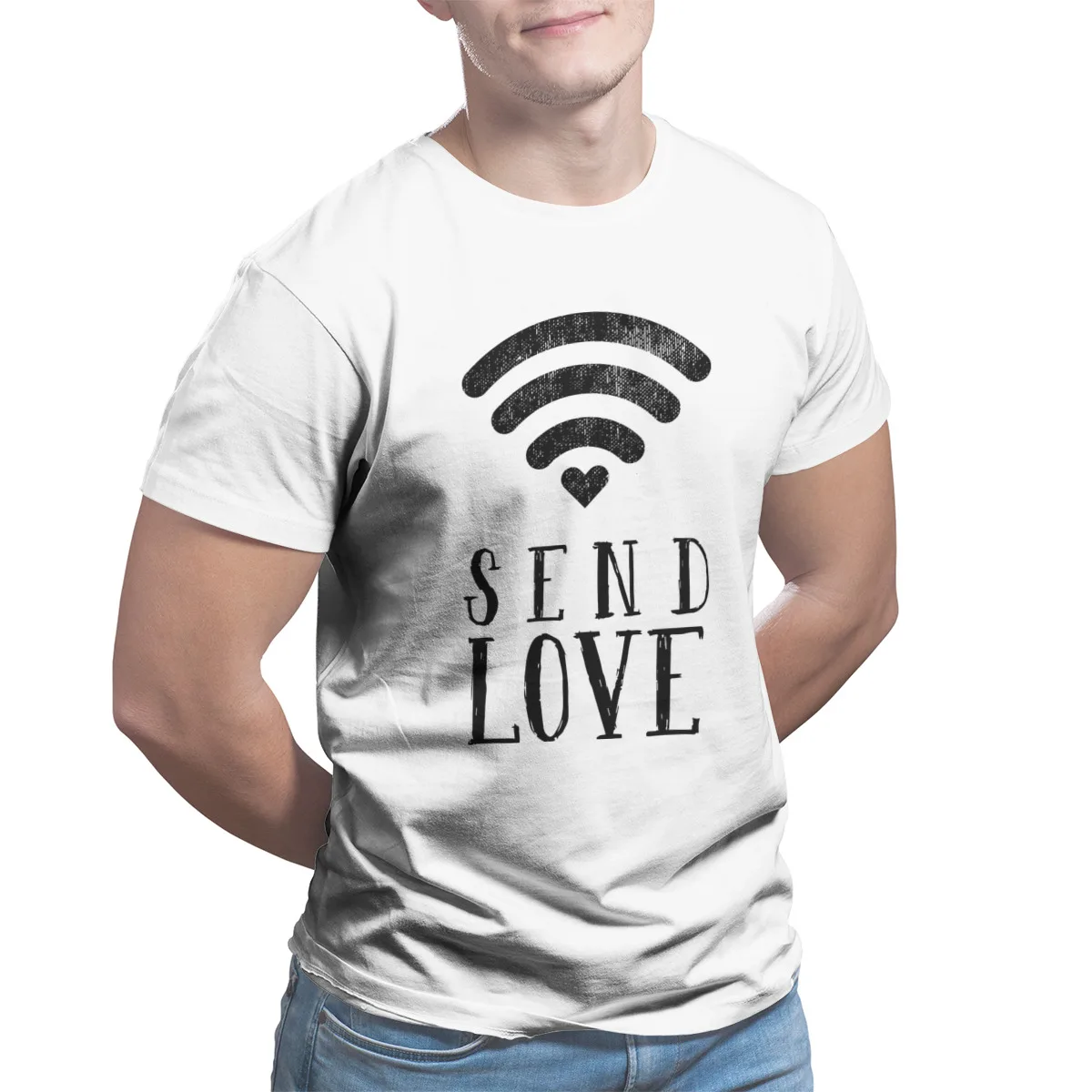 

Send Love Men's T-shirt Essentials 100% Cotton Anime Tops Round Collar T-shirt 24704