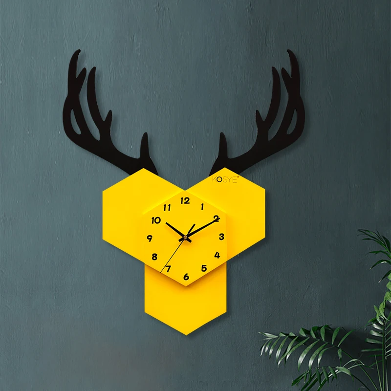Deer Large Wall Clocks Creative Living Room Mute Home Nordic Reloj Mural Decorativo Simple Decoration AA50WC | Дом и сад