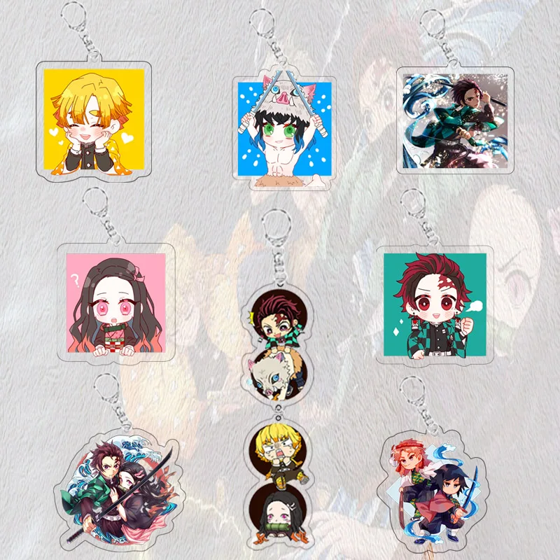 

Anime Demon Slayer Kimetsu No Yaiba Keychain Kamado Tanjirou Kamado-Nezuko Tomioka Giyuu Acrylic Key Chain Cute Funny Cartoon