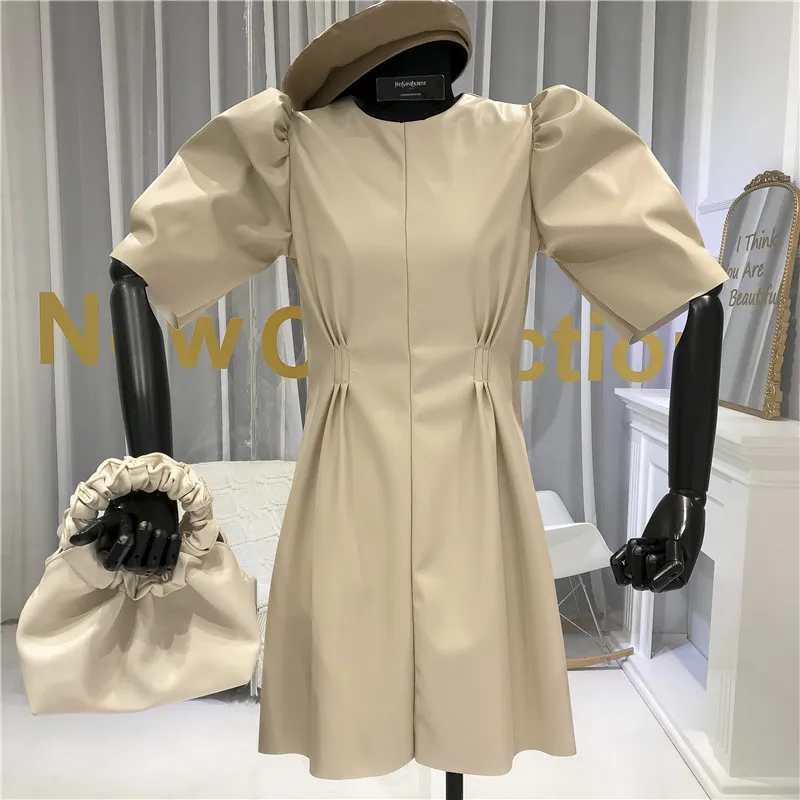 [EWQ] 2020 весеннее Новое минималистичное женское платье с пышными рукавами