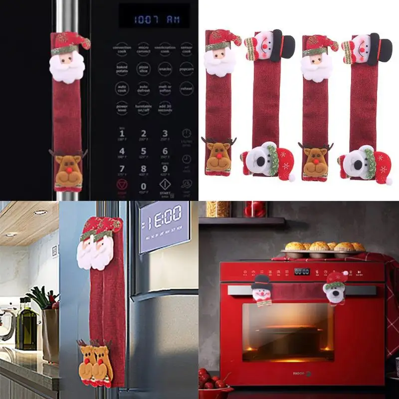 Protective Glove- 2019 Fridge Microwave Door Handle Cover Glove Cute Christmas Decoration for Home 4pcs/set 31*14cm |