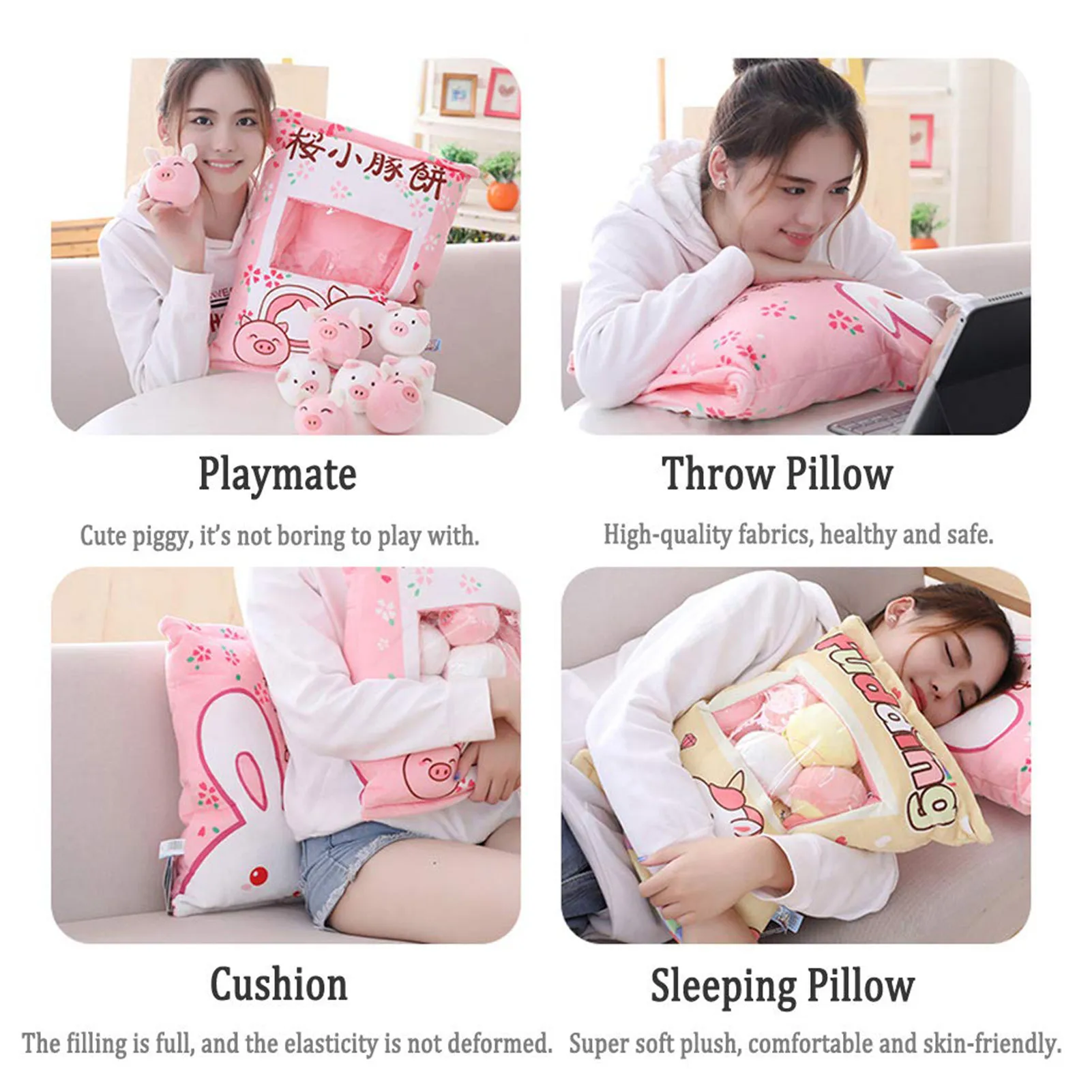 

A Plushie Bag Pudding Toys Mini Animals Doll Bunny Strawberry Dinosaur Pig Pillow Girl Kids Gift