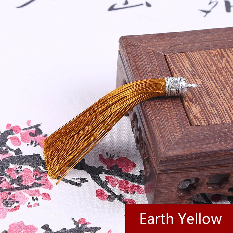 earth yellow 5 шт./лот 9 см длинные шелковые кисточки шнуры с металлическими колпачками для сережек Подвески кисточки подходят DIY материал для изготовления ювелирных изделий - Цвет: earth yellow