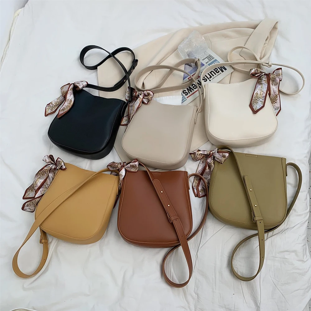 

2021 New Crossbody Bags For Women Fashion Trend Female Shoulder Bag Bow Design Large Capacity Solid Color Ladies Bag PU Leather