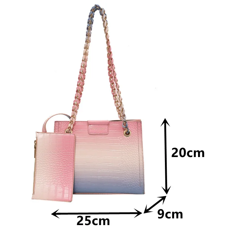 

Stone Pattern Shoulder Bags for Women Rainbow Composite Bag Luxury Pu Leather Crossbody Messenger Bag Summer Female Gradient Bag
