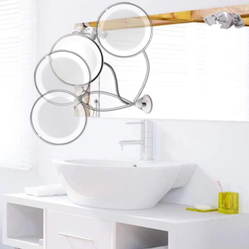 

LED Light Makeup Mirror 10X Magnifying Flexible 360 Rotating Mirror Portable Travel Home Bathroom Vanity