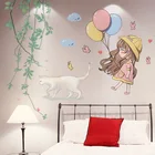 Наклейки на стену с изображением девочки и воздушных шаров, Сделай своими руками листья кошки