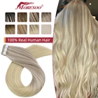 Moresoo, искусственные волосы для наращивания, настоящие человеческие волосы на ленте, не Реми, бразильский балаяж, Омбре, прямые двусторонние накладные волосы