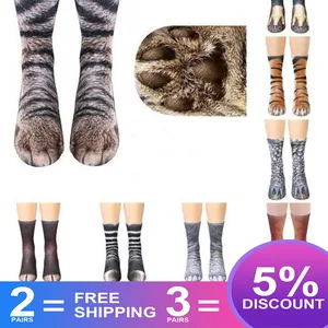 Носки с 3D-принтом лапы животных для взрослых, эластичные дышащие, в стиле унисекс, для кошек, собак, лошадей, зебр, свиней, кошек