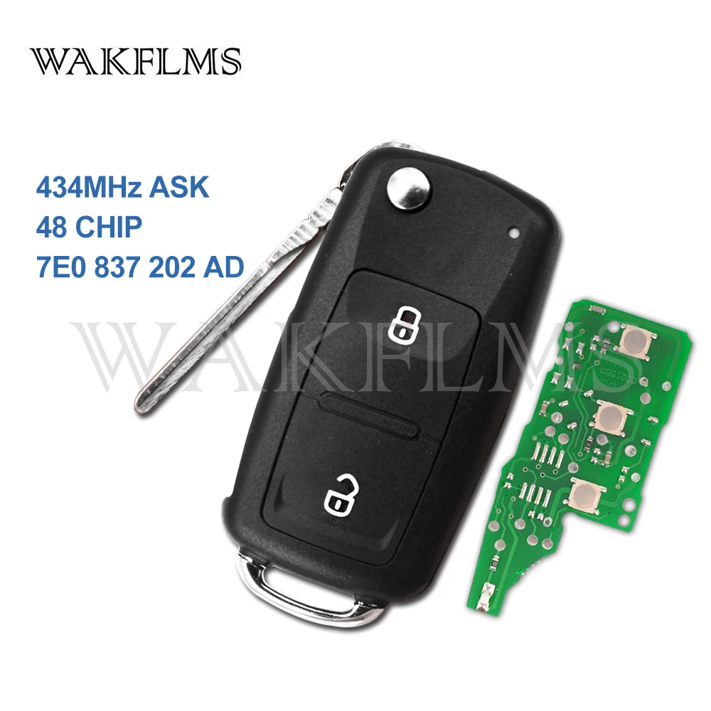2 кнопки флип дистанционный Автомобильный ключ 434 МГц для Volkswagen VW Amarok Transporter 2011 2016