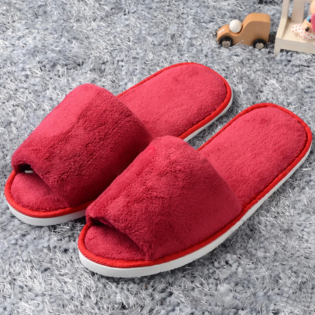 

1pair Anti Slip Breathable All Season Home Non Disposable Soft Wear Resistant Thick Bottom Flat Open Toe Women Slipper