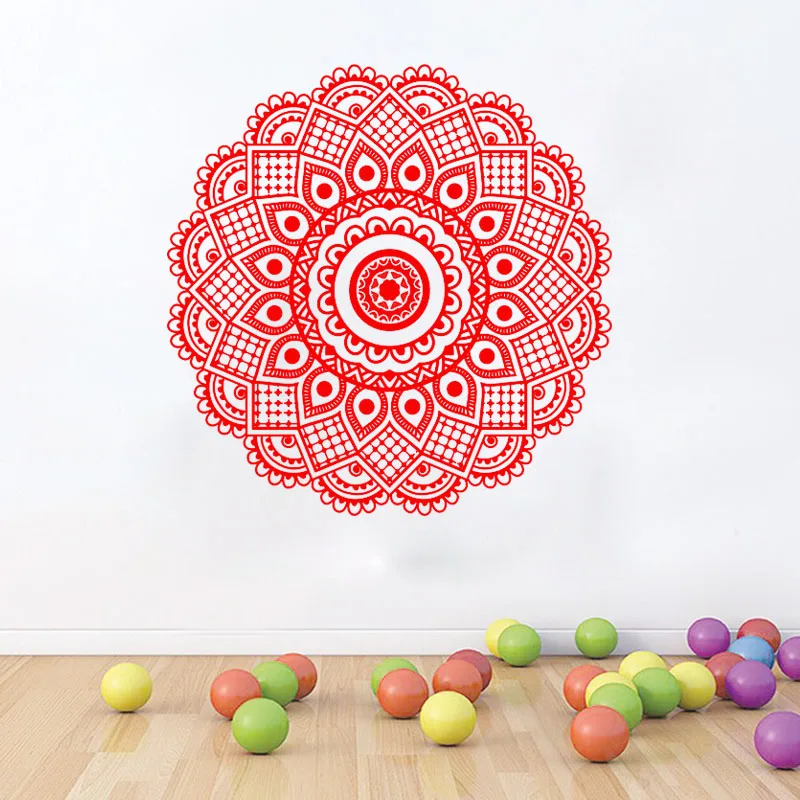 

WJWY Mandalas Wall Stickers Yoga Lotus Flower Pattern Art Vinyl Wall Decals Decoration Living Room Bedroom Self Adhesive Murals