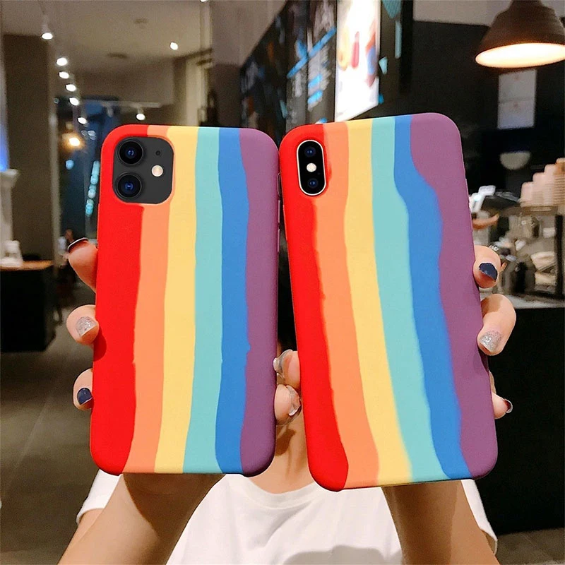 

Holo Heart Neon Liquid Silicone Cases for iPhone 11 pro max 7 8 Plus xs xr x Cute Matte Fluorescencel Cover 12 pro SE 2020 Case