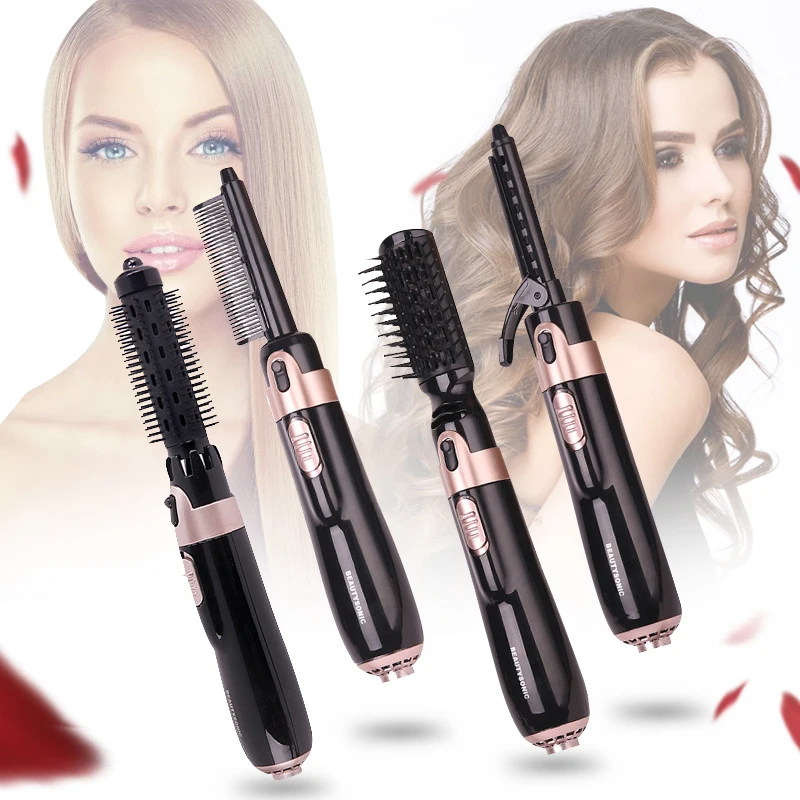 

4 in 1 Electric Hair Straightener Brush Hair Curler Dryer Brush Beard Straightener Negative Ion Hot Air Comb Hair Styler