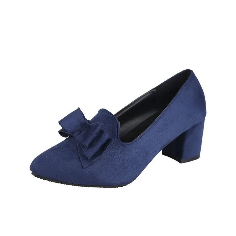 

Bowknot Heels Platform Blue Shoes Ladies Heel 5CM Branded Shoes Black Woman Round Toe Pumps High Heels Platform Sexy Fashion