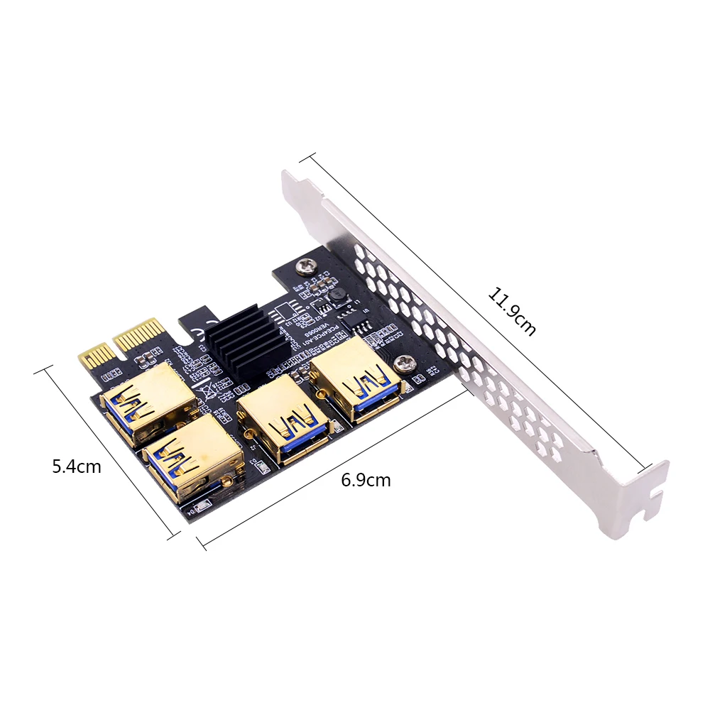 CHIPAL PCI-E 1X to 4 USB 3.0 Adapter for PCIE 16X Riser Card PCI Express Port Multiplier Hub For GPU Video Graphics | Компьютеры и