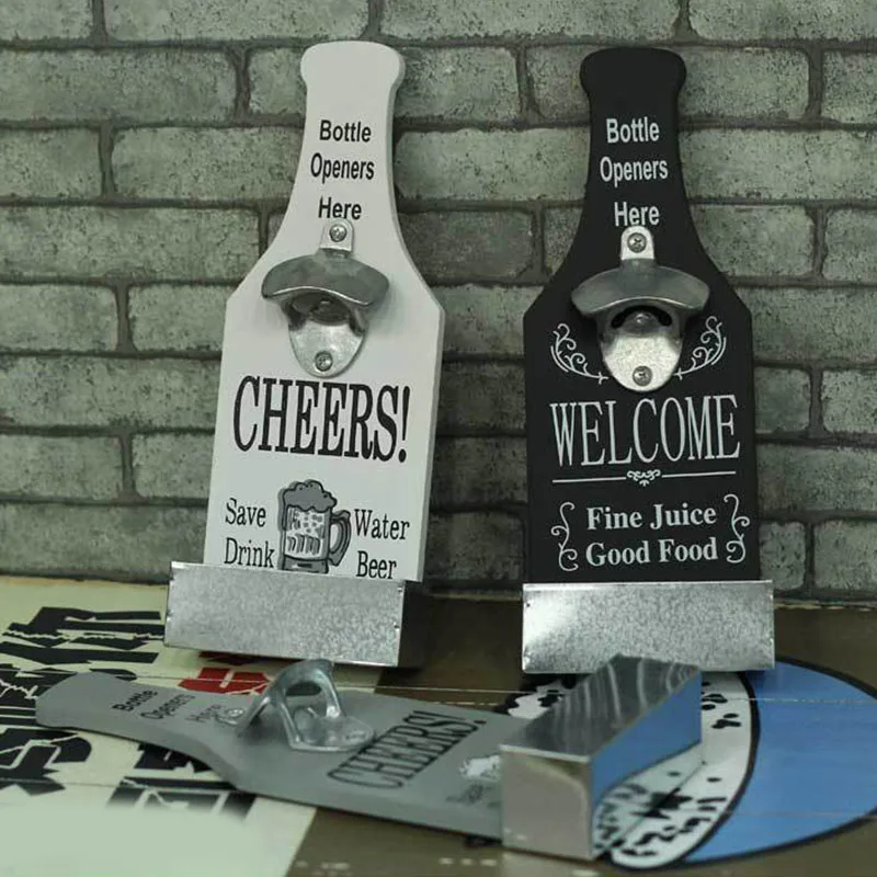

Creative Beer Bottle Opener Wood Wall Mounted Bar Home Restaurant Wall Decoration Wine Kitchen Bottle Opener