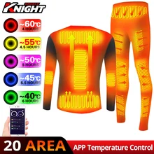 Heated Underwear Winter USB Battery Powered Fleece Thermal Smart Phone APP Control Temperature Motorcycle Jacket Suit S-4XL