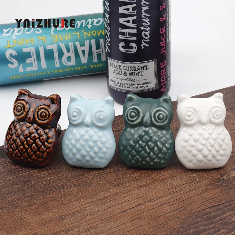 Керамический шкаф в японском стиле с совой ручка для выдвижного ящика Мебельная