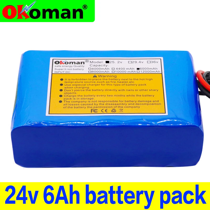 Оригинальный 24V 6Ah18650 аккумулятор литиионый 25 2 6000 мАч Электрический велосипед