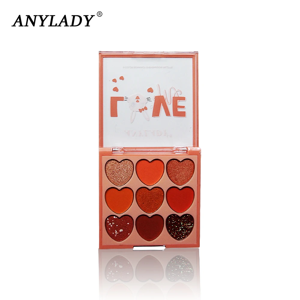 

ANYLAY 9 Colors Heart-shaped Eyeshadow Palette Matte Shimmer Glitter Eye Makeup Professional Brand Cosmetics Long-lasting