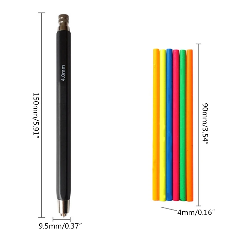 

6Color 4.0mm Mechanical Pencils Set Writing Drawing with 6 Colors Pencils Refill