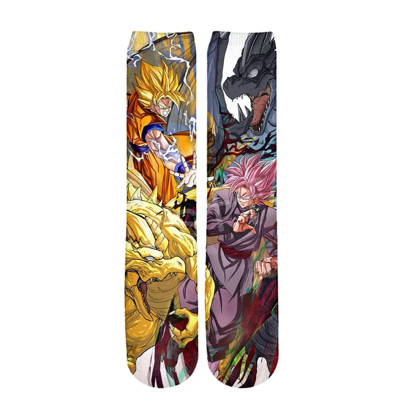 Tessffel Горячая Аниме Dragon Ball Z Goku Saiyan Harajuku, унисекс, Повседневные детские носки, модель 3D полный с рисунком кролика для мальчиков и девочек/мужские/женские разноцветные безбортные носки S-1