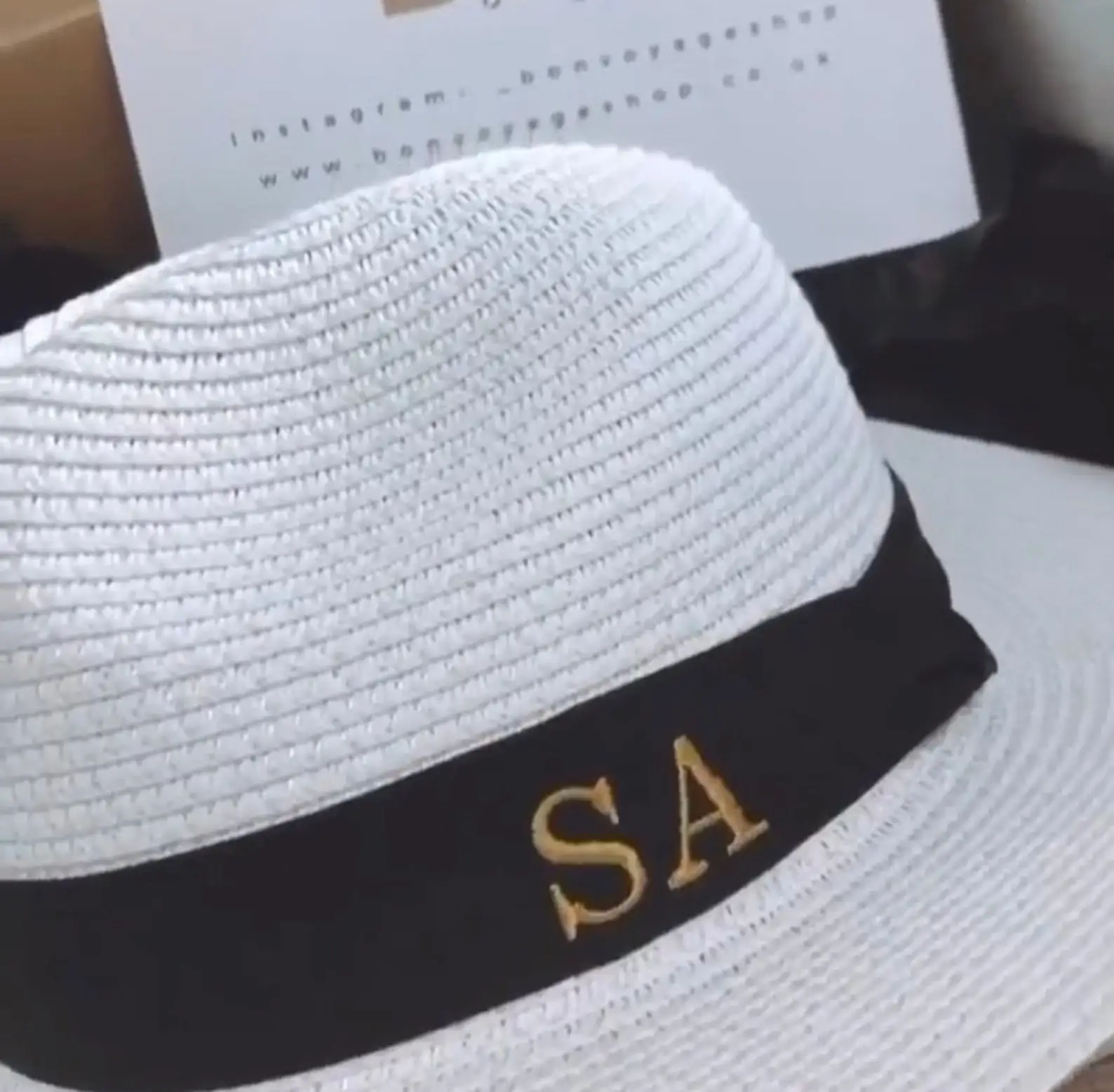 Free Shipping Personalised Embroidered Boater Hat Summer - Wide Brim Embroidery Custom Monogram Straw Fedora | Аксессуары для