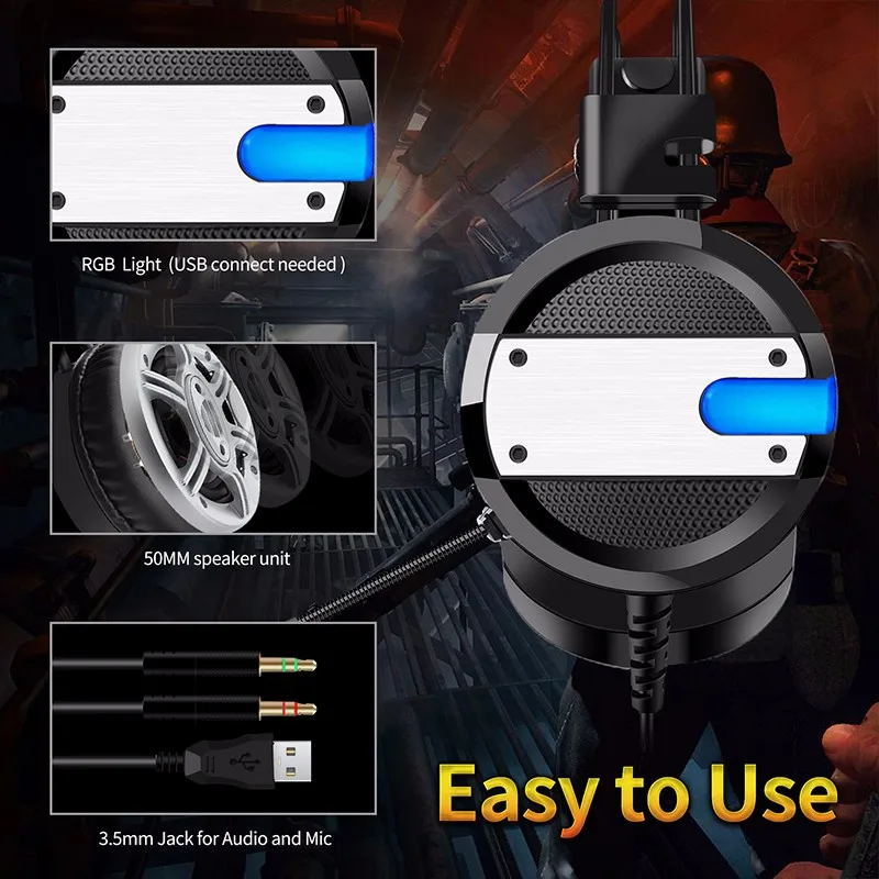 

Headset Over-ear Wired Game Earphones Gaming Headphones Deep Bass Stereo Casque With Microphone For PS4 New PC Laptop Gamer