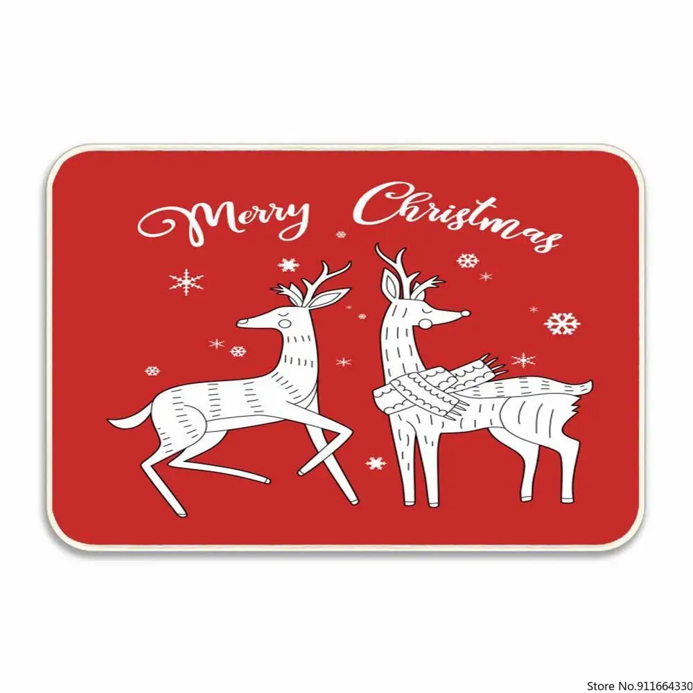 Противоскользящий дверной коврик с рождественским оленем для внутреннего