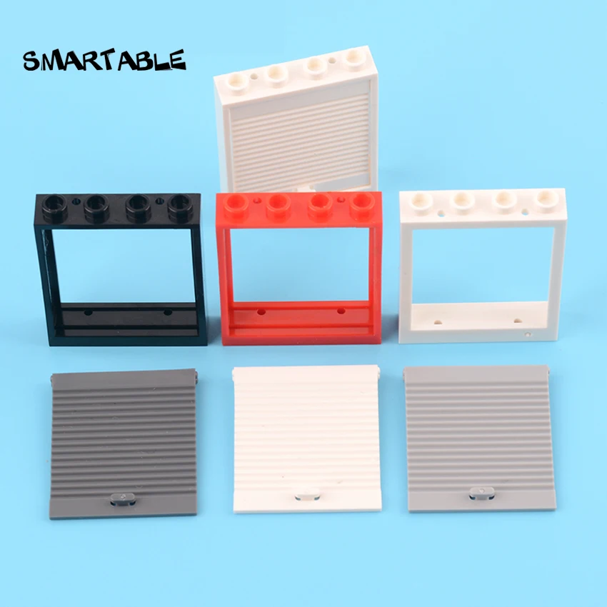 Smartable оконная рама 1x4x4 с дверью, детали MOC, строительные блоки, игрушки для дома для детей, совместимы с 6154 + 6155 City 10 шт./лот