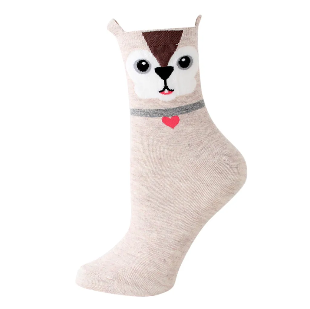 Женские хлопковые Носки с принтом кошачьих ушек и животных зимние носочки Skarpetki