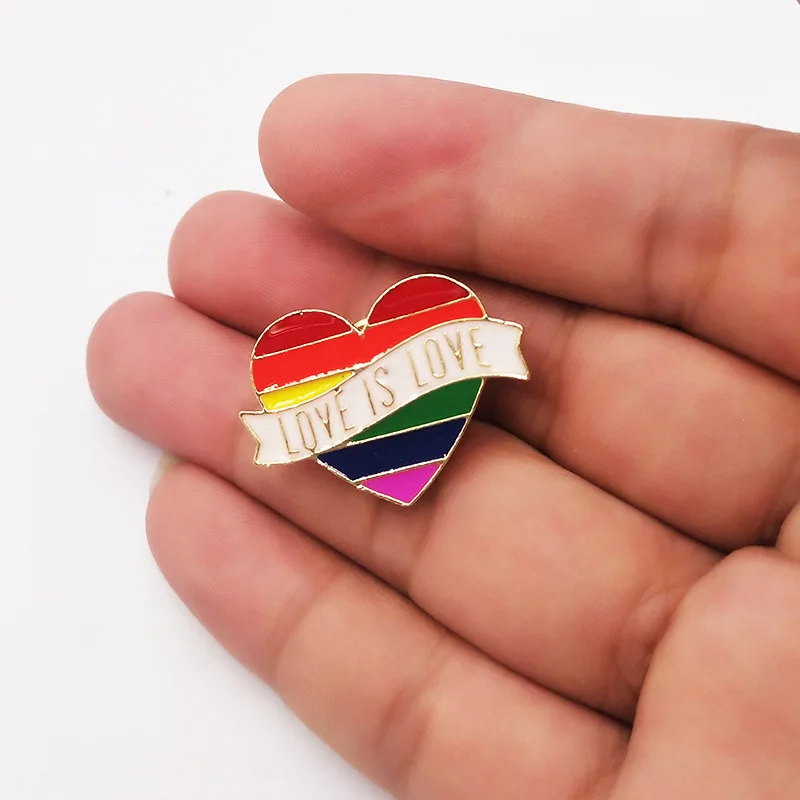 Радужный Флаг ЛГБТ Радуга значок с сердцем геи лесбиянки символ Pin Love Is корсаж
