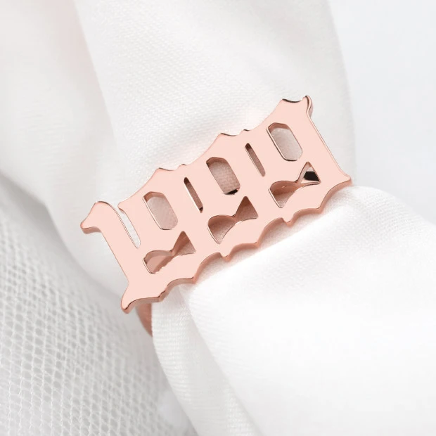 Rose Gold Изящное любое пользовательское именное кольцо персонализированное Рукописное кольцо для подписи индивидуальный подарок для нее ювелирные изделия ручной работы из нержавеющей стали - Цвет основного камня: Rose Gold