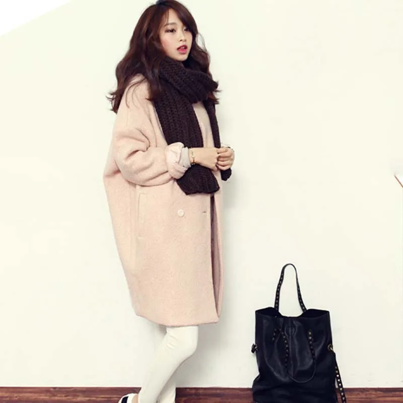 Женская шерстяная куртка зимняя Новинка элегантное Свободное пальто толстое