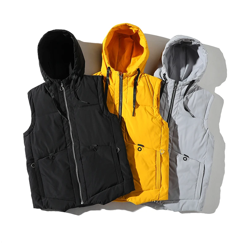 

2019 Men Winter Hooded Vest Coat Mens Hip Hop Sleeveless Jackets And Coats Men Casual Waistcoat ABZ566