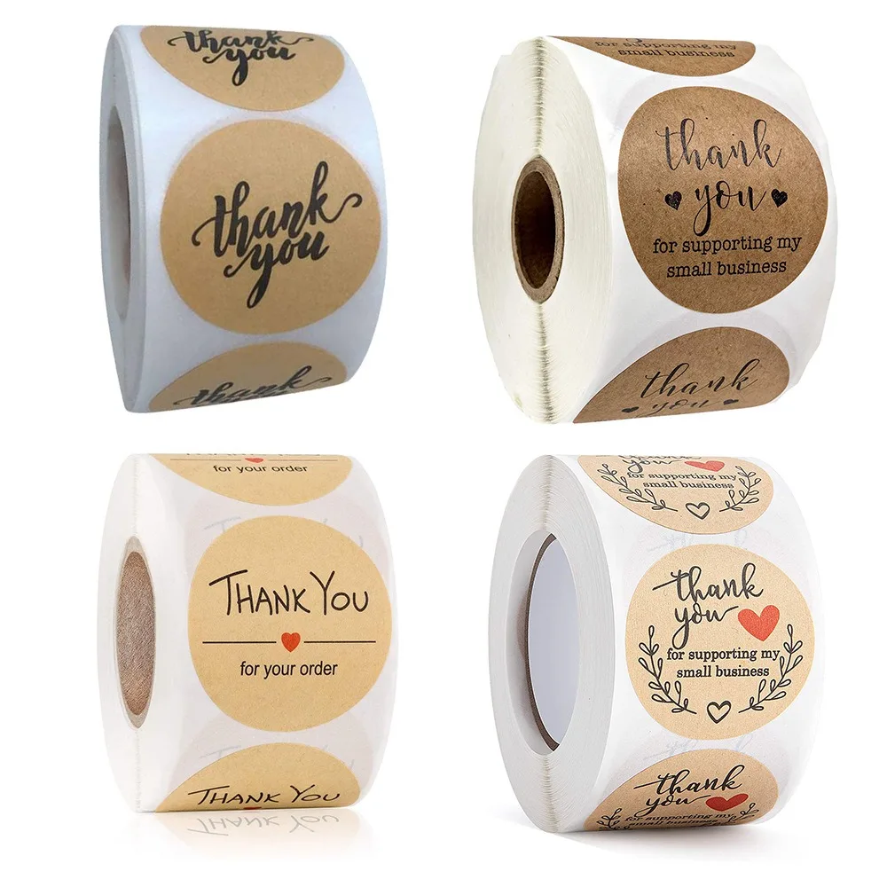 

50-500 thank you sticker gift round kraft paper holiday birthday party label baking decoration seal diary scrapbook