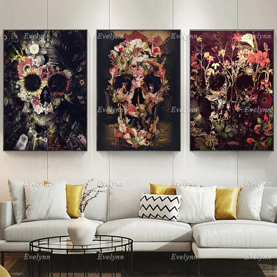 Сахар искусство в виде черепа на стену холст для украшения гостиной живопись