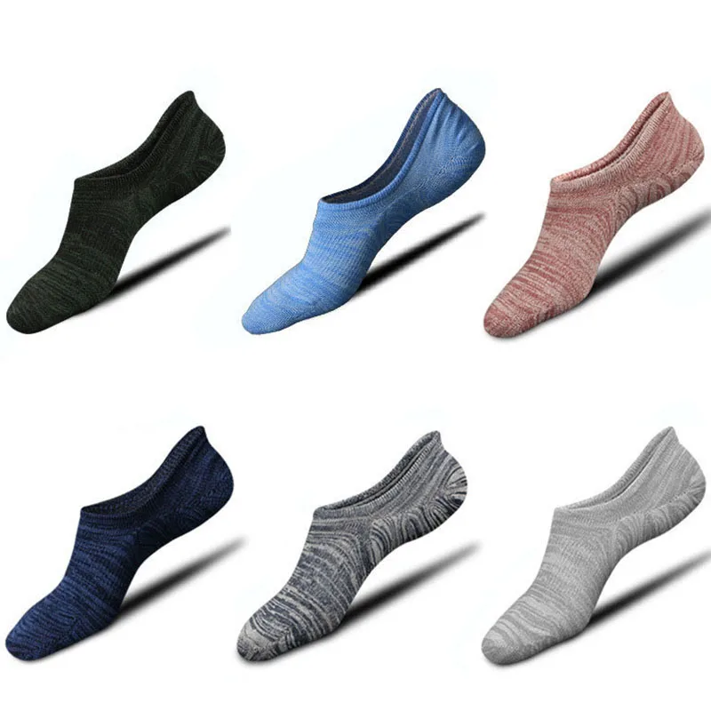 

Urgot 5 Pairs Men Anti-slip Heel Boat Sox Silicone Spring Summer Non-slip Boat Socks Mens Invisible Breathable Comfortable Socks