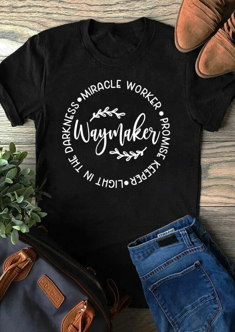 100% чистый хлопок Футболка WAYMAKER с буквенным принтом Женская свободная футболка