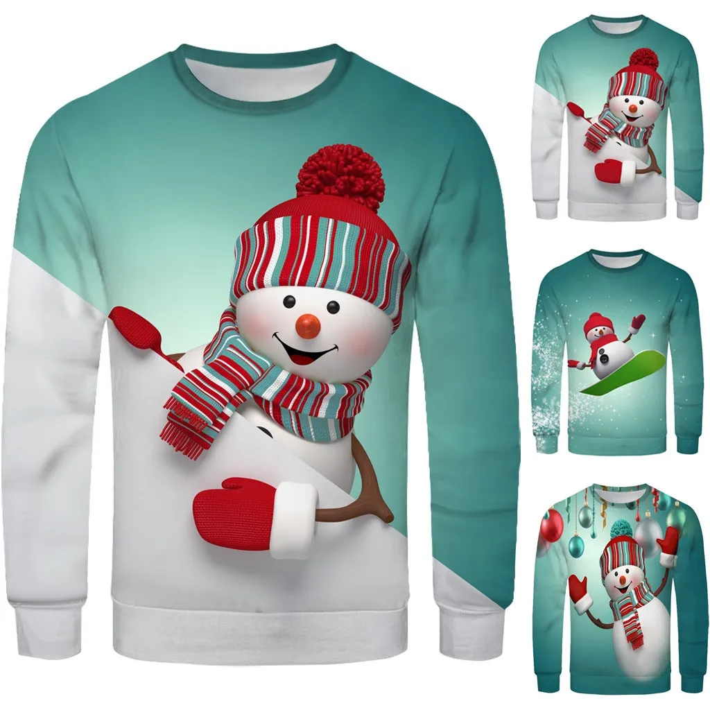 Рождественский костюм для мужчин и женщин Толстовка пары 3D принт свитер с