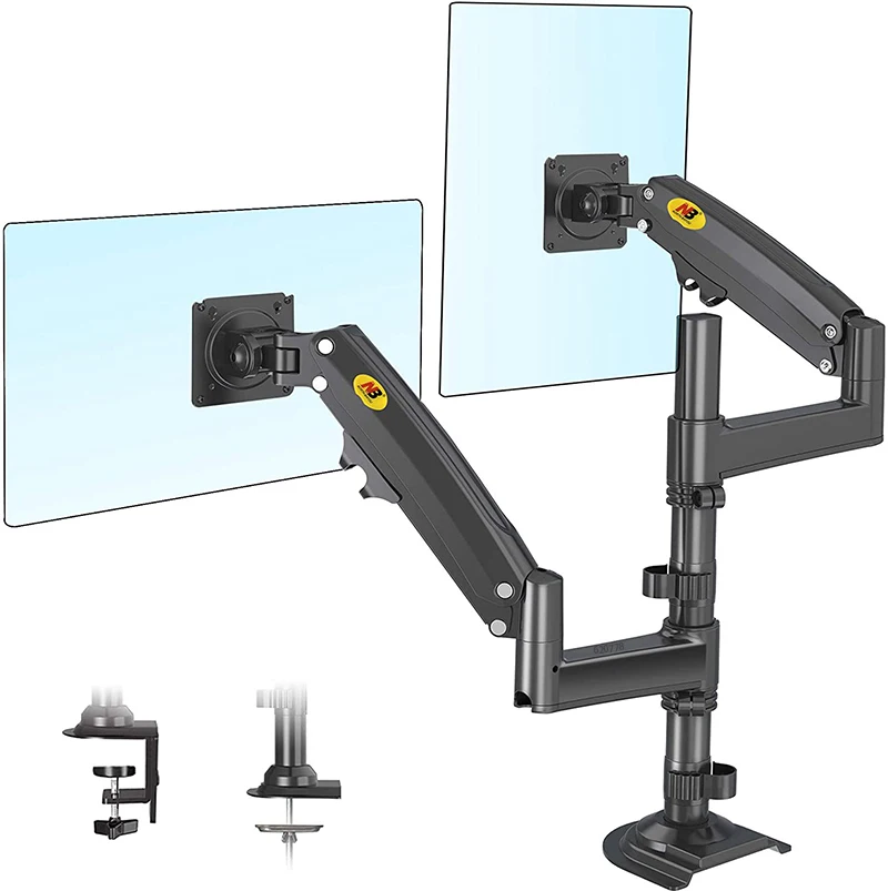 Suporte de Mesa Mola de Gás Montagem de tv Lcd de Movimento Duplo Monitor Braço Completo 2-12kg Ergonomia Braçadeira Suporte nb H180 22 -32
