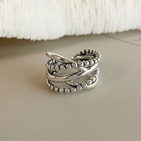 amaiyllis 925 sterling silver minimalist vintage double ring personality temperament punk index finger ring for female