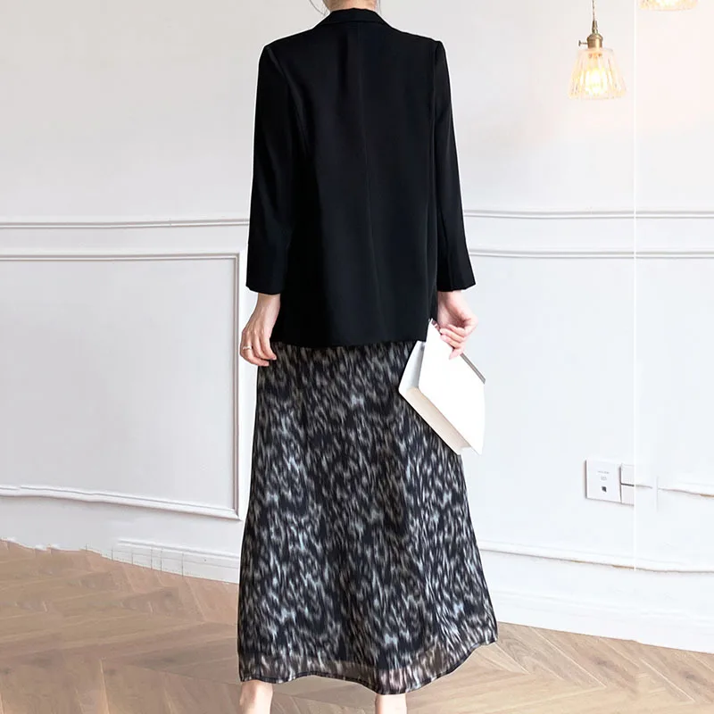 

[EAM] Women Black Casual Sashes Brief Blazer New Lapel Three Quarter Sleeve Loose Fit Jacket Fashion Tide Summer 2021 1DD7617