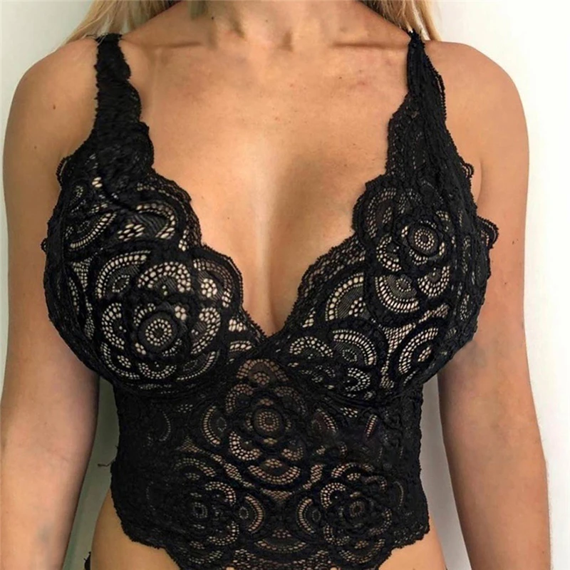 

Crop Tops Women Sexy bralette Seamless Corset Lace Flowers Bralette Bralet Bra Tank Cami Underwear Bustier Top