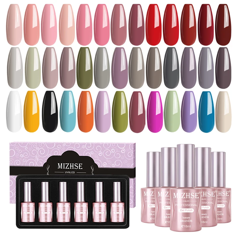 

MIZHSE 18ML Gel Lacquer Set Soak Off Gel Varnish Esmalte Para Unha Gel Paint Nails For Finger Extension Hybrid Nail Tips