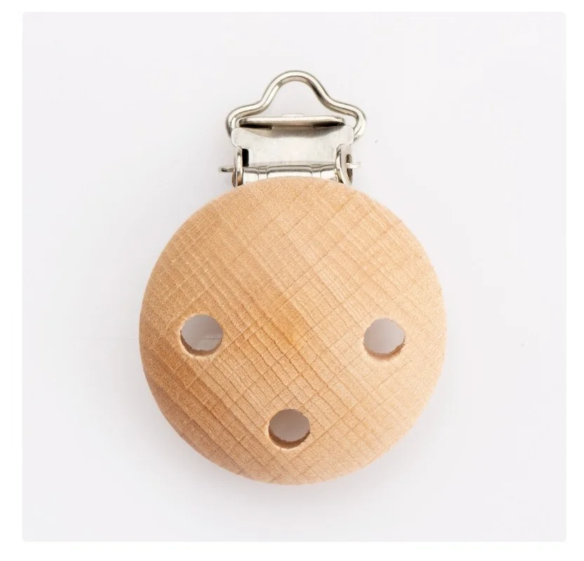 Chupete Molar de madera de haya respetuoso con el medio ambiente, Clip calmante de madera para beb&eacute;, cadena antip&eacute;rdida, 30mm, 1 unidad-4