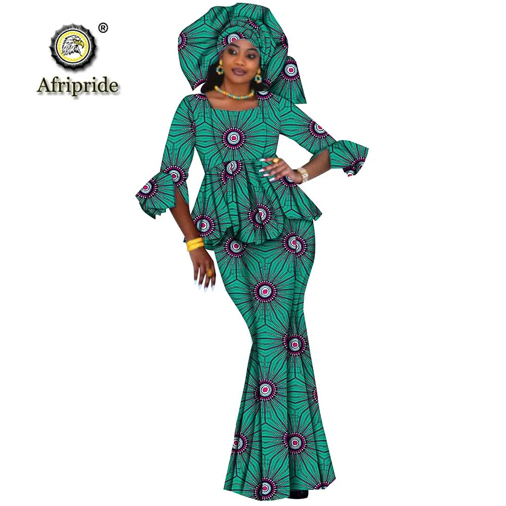 Африканский принт наряд для женщин топ dashiki рубашки+ длинные макси юбки+ большая повязка на голову традиционная одежда AFRIPRIDES1926027